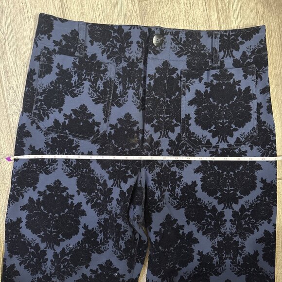 Anthropologie Maeve The Colette Crop Pants Wide Leg Blue Floral Size 33 - Picture 3 of 7